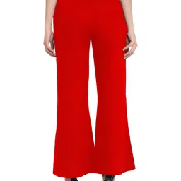 PATRORNA Red Mid Rise Relaxed Fit Bootcut Trousers image 2