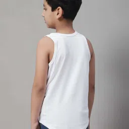 Friskers Kids White & Black Cotton Printed Vest image 2