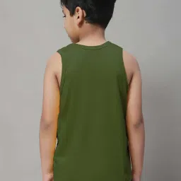 Friskers Kids Olive & Black Cotton Printed Vest image 2