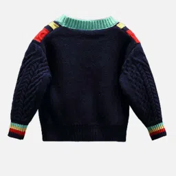 Little Surprise Box Blue Textured Pattern Full Sleeves Cardigan image 2