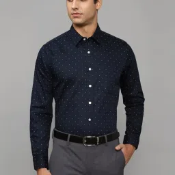 Louis Philippe Navy Cotton Slim Fit Printed Shirt image 1