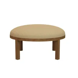 Chumbak Bohemian Beach Beige Sheesham Wood Ottoman image 2