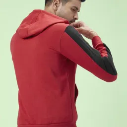 People By Pantaloons Red Regular Fit Colour Block Hooded Sweatshirt image 2