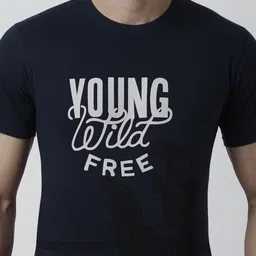 YAK YAK Men Navy Blue Printed Round Neck T-shirt image 2