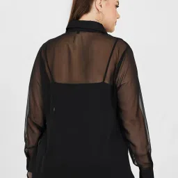 Styli Plus Embellished Chiffon Sheer Shirt image 2