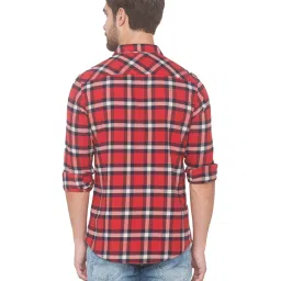 Spykar Red Cotton Slim Fit Checks Shirt image 2