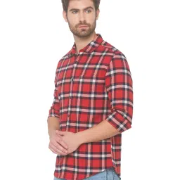 Spykar Red Cotton Slim Fit Checks Shirt image 3