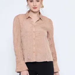 MADAME Peach Plain Shirt-image-84