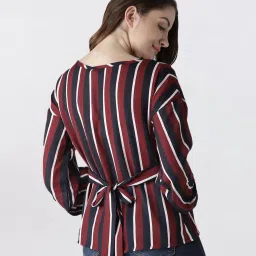Style Quotient Maroon & Navy Striped Top image 2