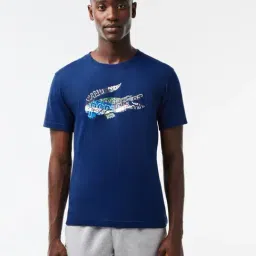 Lacoste Navy Cotton Regular Fit Printed T-Shirt-image-49