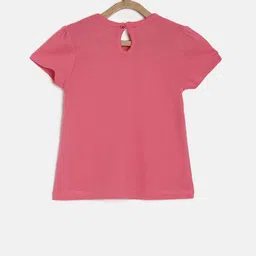 MINI KLUB Girls Pink Printed A-Line Pure Cotton Top image 2