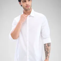 Spykar White Slim Fit Shirt-image-29