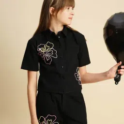VERO MODA GIRL Jet Black Embroidery Regular Fit Shirt-picture-32