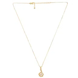 VOJ Gold Plated Flower Shaped AD Studded Pendant With Chain image 4