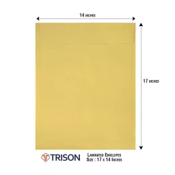 Trison Yellow Laminated Envelopes 17x14 in 100 GSM (Pack of 50 envelopes) image 3