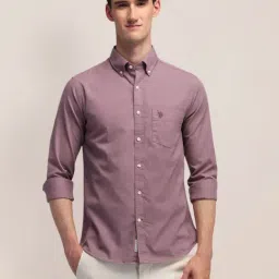 u.s. polo assn. U.S.Polo Assn. Pink Cotton Slim Fit Shirt-picture-35