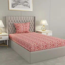 Raymond Home Delight Pink 104 TC Cotton Single Bedsheet with 1 Pillow Cover image 1