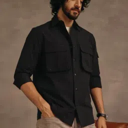 Andamen Escape Black Regular Fit Solid Shirt-image-26