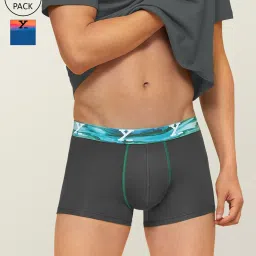 XYXX Charcoal & Blue Micro Modal Trunks - Pack of 2 image 1