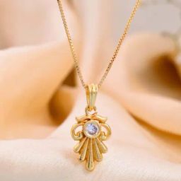 VOJ Gold Plated Designer AD Studded Pendant With Chain-picture-44