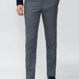 Van Heusen Grey Slim Fit Flat Front Trousers image 1