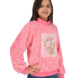 Cutecumber Pink Embellished Full Sleeves Sweatshirt image 3