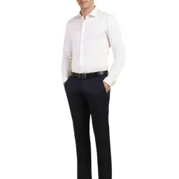 Allen Solly Navy Cotton Slim Fit Solid Trousers image 5