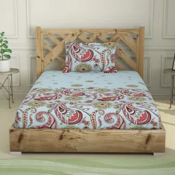 Spaces Delicate Blue Cotton 144 TC Bed Sheet Set image 2