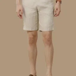 Linen Club Beige Linen Contemporary Fit Shorts-picture-23
