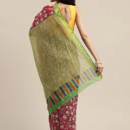 Vaamsi Pink Printed Saree With Unstitched Blouse image 2