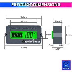 amiciSense Coulometer Battery Capacity Indicator Portable 50 A For Li-ion, Life-Po and Lead Acid Battery image 4