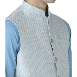 Tabard Light Blue Sleeveless Mandarin Collar Nehru Jacket image 4