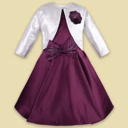 Wish Karo Kids Wine & Silver Frock-image-32