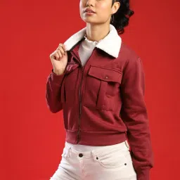 Campus Sutra Maroon Regular Fit Jacket image 3
