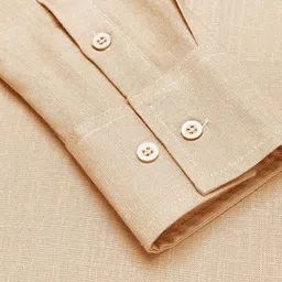 Anouk Beige Band Collar Roll-Up Sleeve Straight Kurta image 5