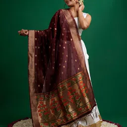TEEJH Champakali Woven Design Dupatta with Zari-picture-31