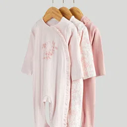 mothercare Girls Pack of 3 Cotton Printed Sleepsuit-picture-23