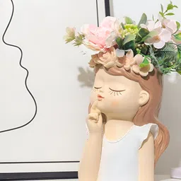 SSS SCULPTURE 3 Pieces Brown Head PlanterCurio Showpiece image 5