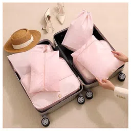 Uninest 6 Pcs Set Packing Cubes for Travel with Laundry Bag, Lightweight Luggage Organizers Bags for Clothes, Cosmetics, Underwear, Shoes for Men & Women (Beige)-image-49