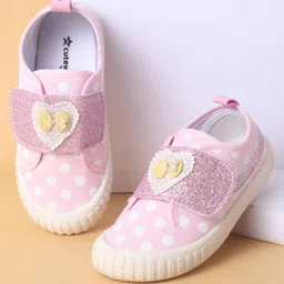 Cute Walk by Babyhug Polka Dots Printed Casual Shoes with Heart Bow Applique & Velcro Closure - Pink-picture-26