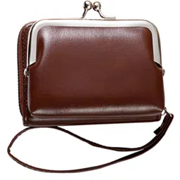 SYGA Women's Double Zipper Wallet with Kiss Lock Coin Purse Stylish Solid Color Wristlet(Burgandy)-image-9