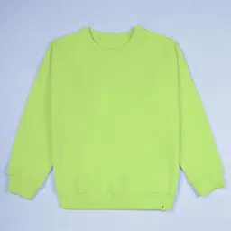 Kiddopanti Fleece Knit Full Sleeves Solid Light Winter Sweatshirt - Neon Green-image-75