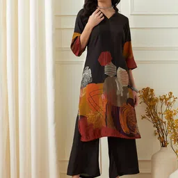 DAARI Women Abstract Printed Kurta with Palazzos-image-9