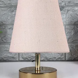 Devansh White Jute Round Metal Gold Table Lamp image 2
