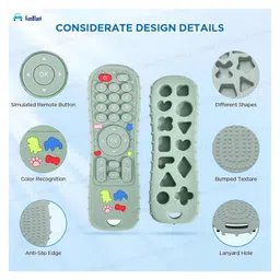 FunBlast Remote Shaped Silicone Teether Toy for Babies  Pack of 1 Sea Green image 2