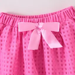 Mark & Mia Above Knee Length Skirt with Checks & Bow Detailing - Fushcia image 3