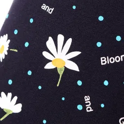 Doreme Single Jersey Knit Full Length Floral Printed Leggings - Navy Blue image 3