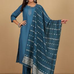 Varanga Yoke Design Thread Work Notc Neck Straight Kurta With Trousers And Dupatta-picture-25