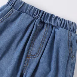 Kookie Kids Full Length Text Embroidered & Checks Detailing Jeans - Blue image 4