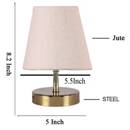 Devansh White Jute Round Metal Gold Table Lamp image 4